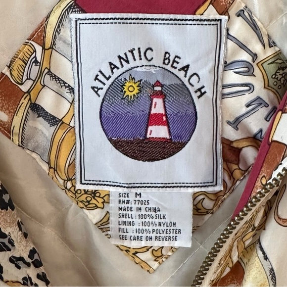 Atlantic Beach Vintage Safari Explorer 100% Silk Bomber Jacket Coat M - Picture 4 of 9